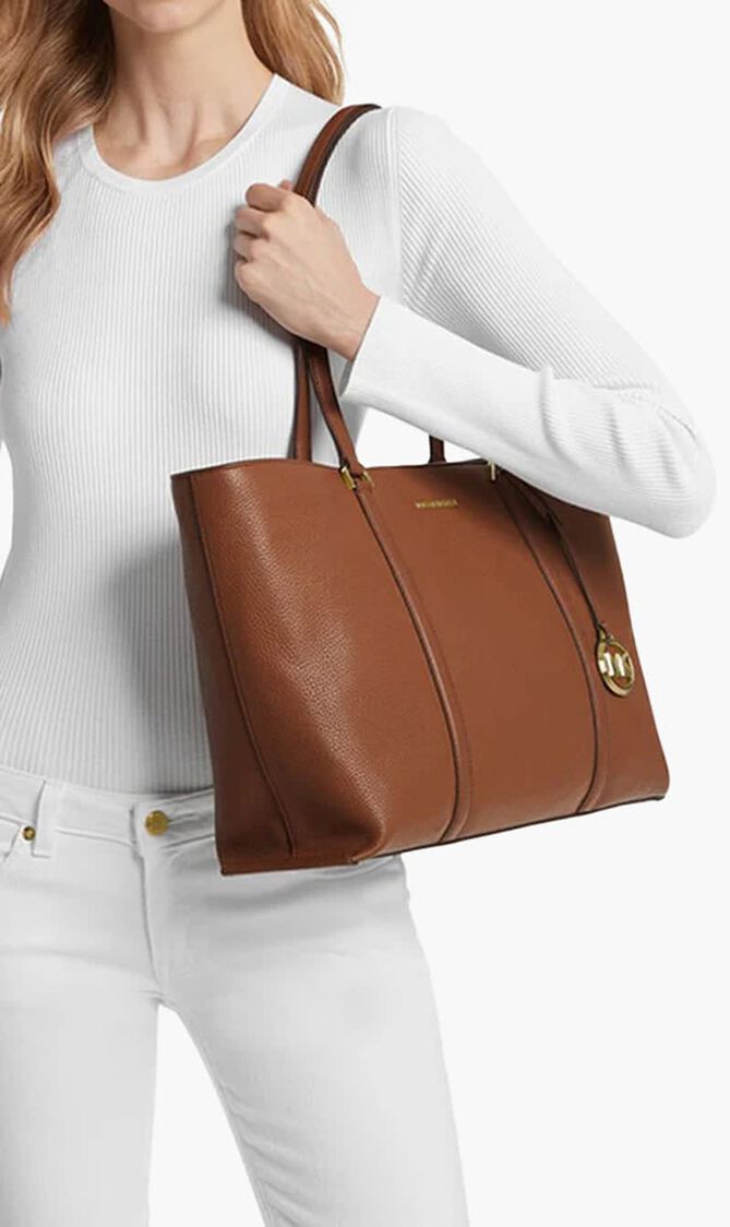 Temple Large Pebbled Leather Tote Bag