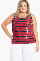 Sequined Striped Tank Top