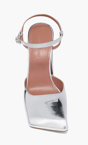 CHARLOTTE PUMP MIRROR SILVER 95 MM BLOCK HEEL - NEW STYLE