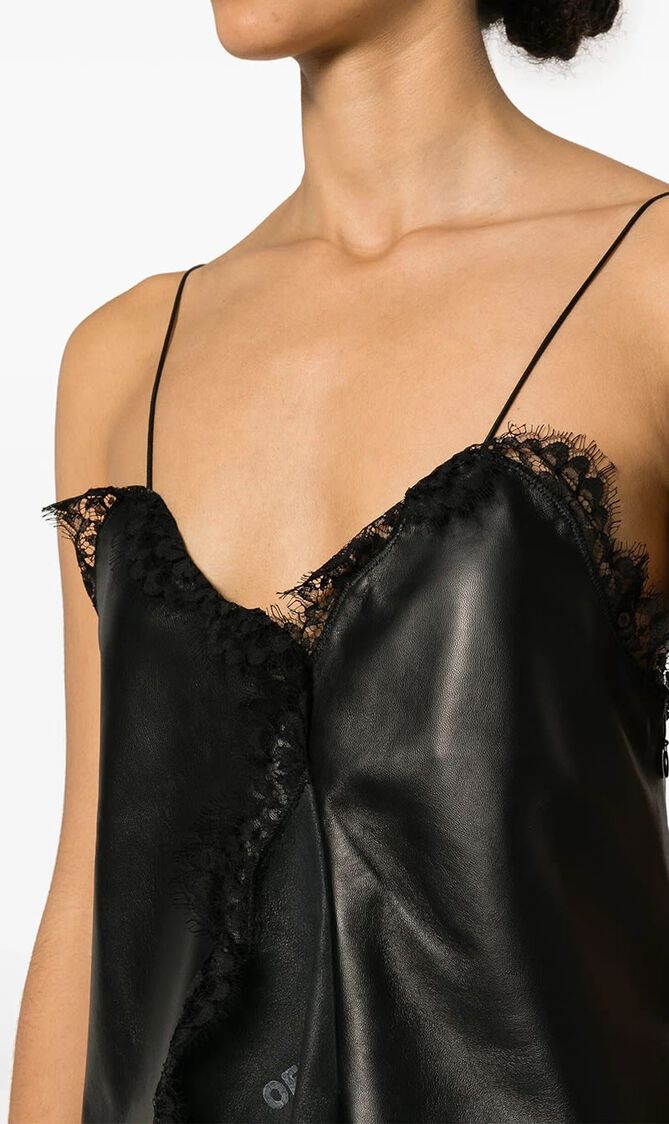 LACE NAPPA SLIP DRESS BLACK NO COLOR