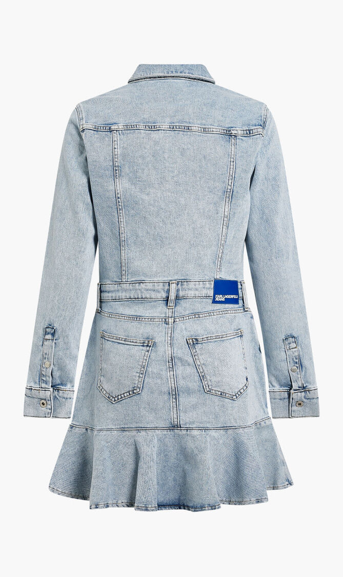 KLJ RUFFLED HEM DENIM DRESS