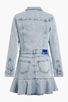 KLJ RUFFLED HEM DENIM DRESS