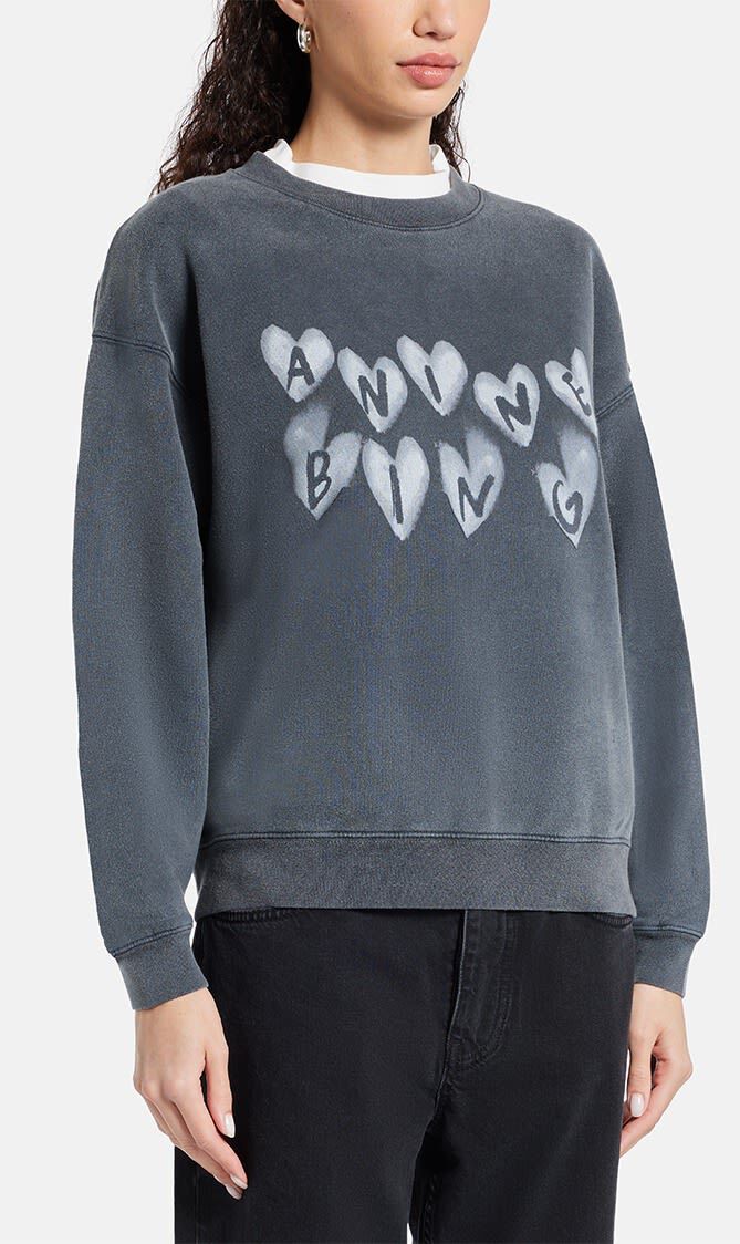 SPENCER SWEATSHIRT HEARTS WASHED BLACK
