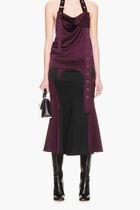 SATIN CYCLING MIDI SKIRT BLACK BURGUNDY