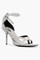 Glitter Calf Zip Tie Sandal Silver Silve
