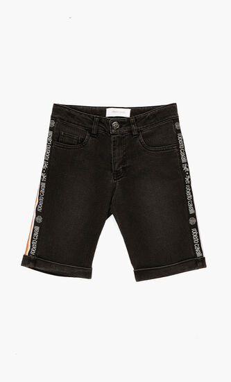 Side Band Logo Denim Shorts