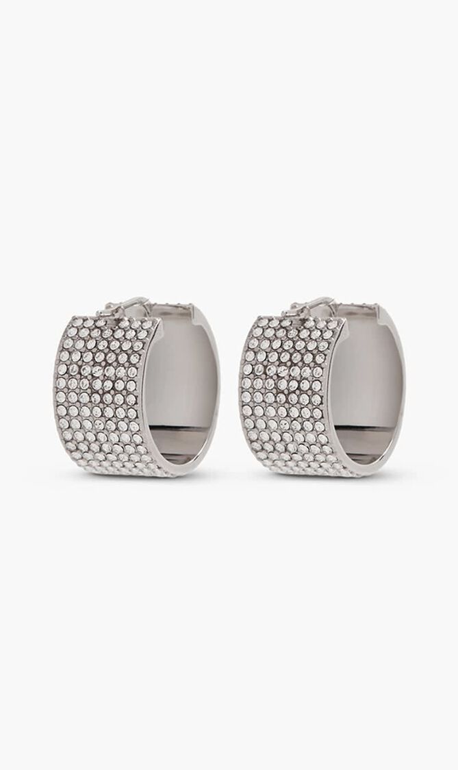 RIH HOOP SMALL WHITE CRYSTALS & SILVER BASE