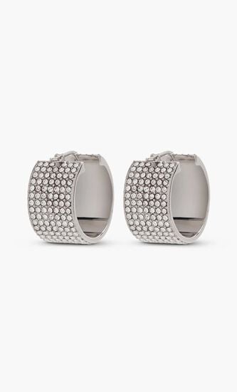 RIH HOOP SMALL WHITE CRYSTALS & SILVER BASE