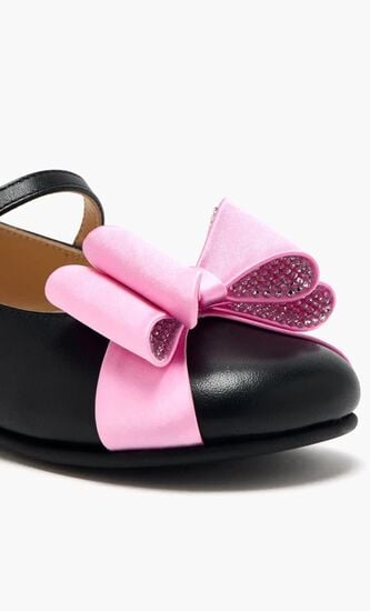 LE CADEAU BLACK AND PINK SATIN MINI BALLERINA