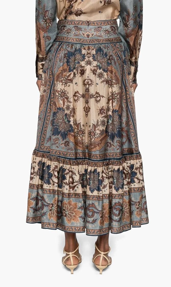 ASCENSION TIERED MIDI SKIRT