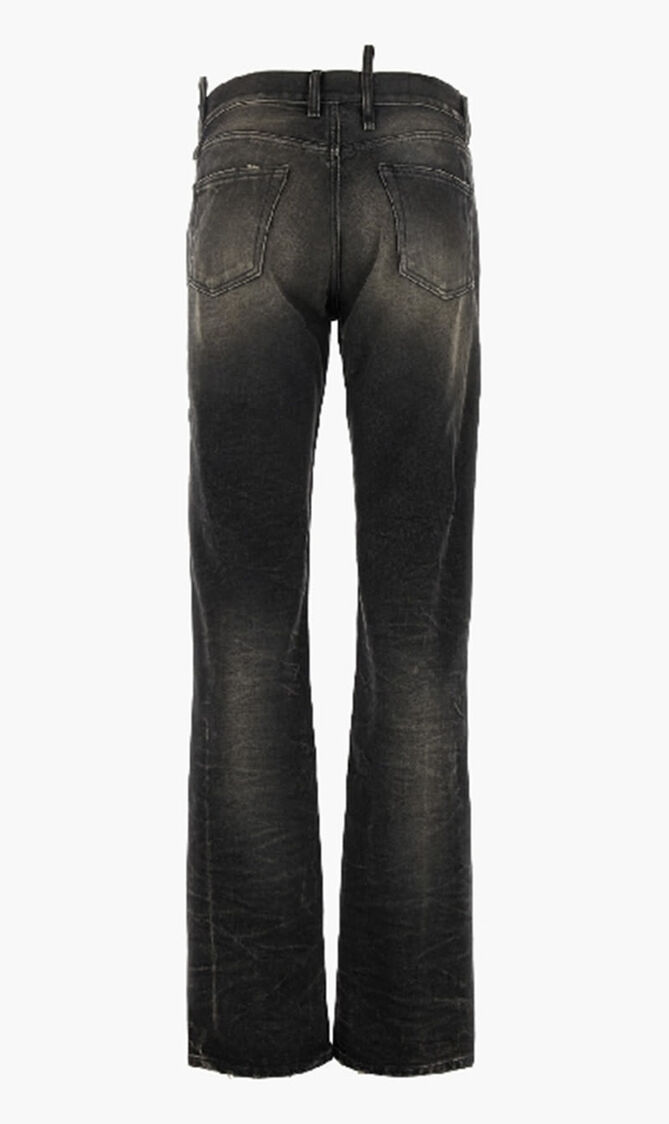 Ring Embellished Washed Denim Pants