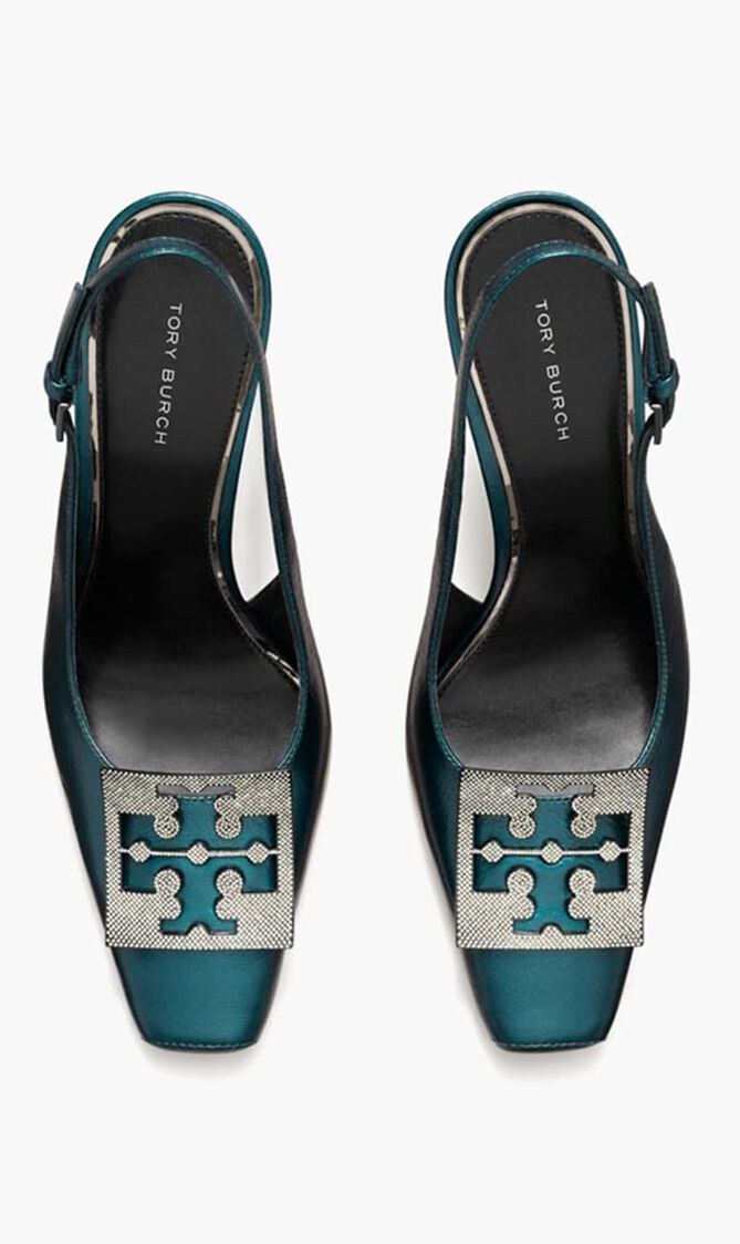 Pave Cut Out Logo Slingback Heel