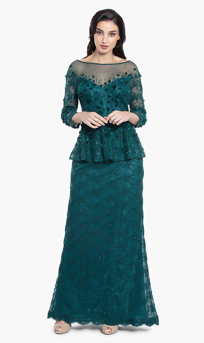 Buy TERI JON Peplum Long Gown for AED 345.00 The Deal Outlet