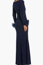 Fitted Jersey Gown With 3D Flowers