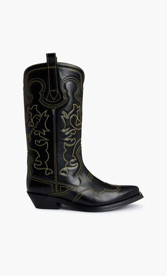 MID SHAFT EMBROIDERED WESTERN BOOT YELLOW ST