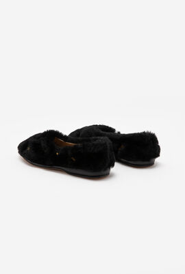 Horse Embroidered Fur Flats