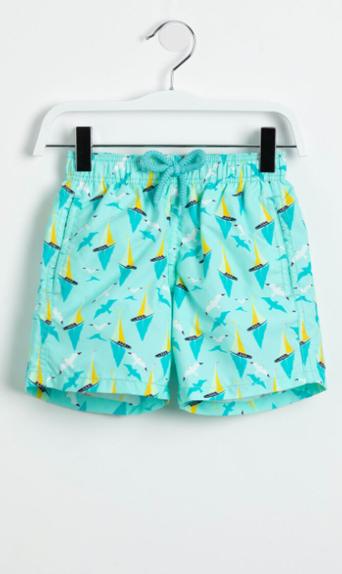 Sail Boat Print Swim Trunks