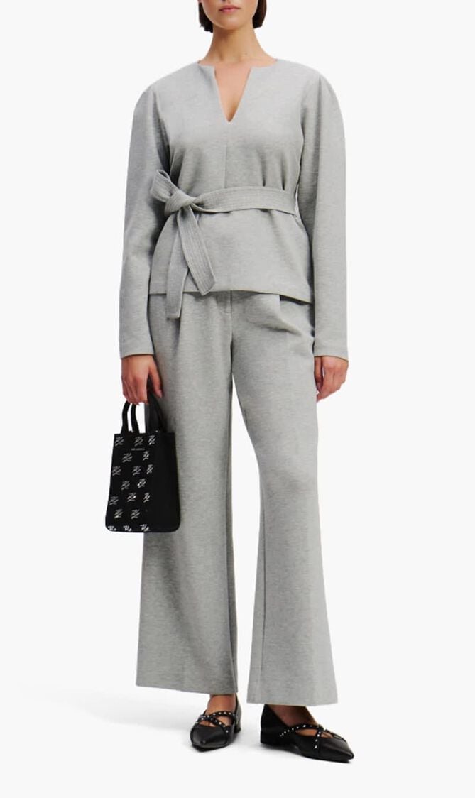 Belted V Neck Sweatshirt