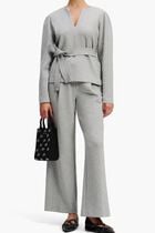 Belted V Neck Sweatshirt