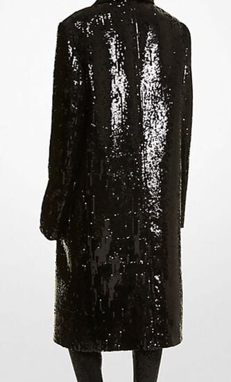 Sequin-Embroidered Wool Chesterfield Coat