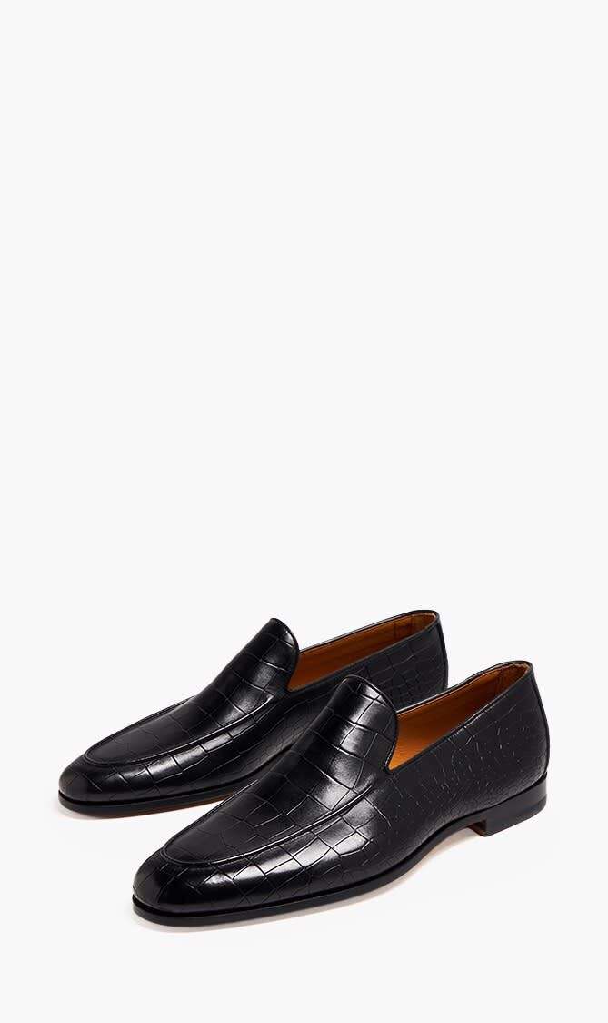 Alligator Effect Leather Loafers