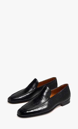Alligator Effect Leather Loafers