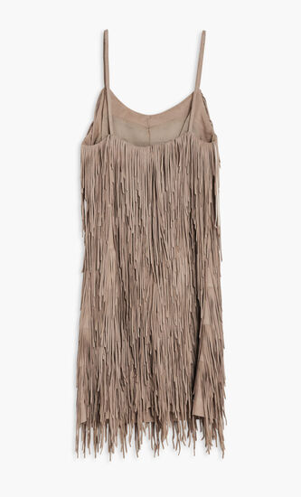 SUEDE FRINGE SHIFT DRESS