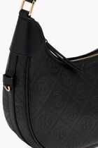 T Monogram Leather Crescent Bag