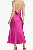 Antione Crystal Satin Cowlneck Midi Dress