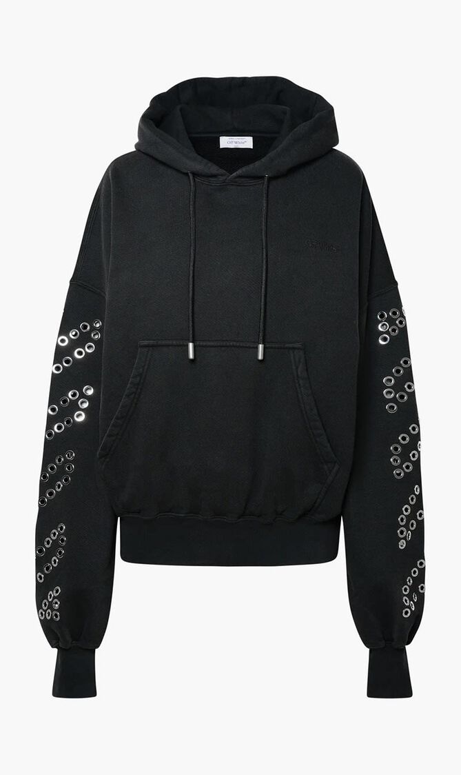 EYELET DIAGS OVER HOODIE BLACK NO COLOR
