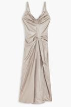 AVP STRAP VISCOSE TAUPE MAXI DRESS