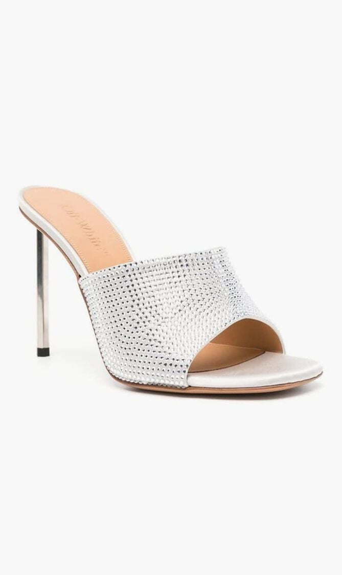 SHINY HIGH ALLEN SATIN MULE GREY SILVER SHINY HIGH ALLEN SATIN MULE GREY SILVER