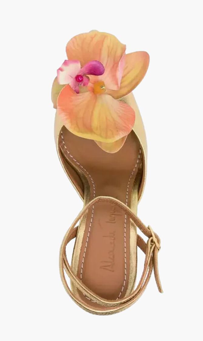 FLOWER GOLD LEATHER PUMPS