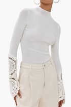 Mosaic Crochet Detail Knit Top