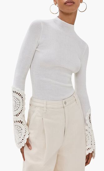 Mosaic Crochet Detail Knit Top