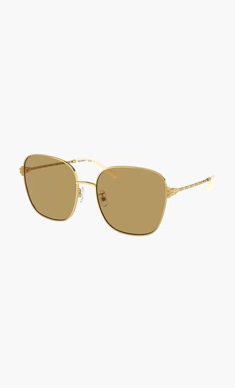 SQUARE GOLD FRAME WITH OCHRE LENS 57