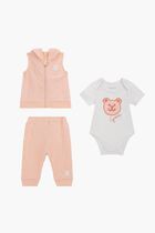 Baby Set Salmon White with Teddy Bear