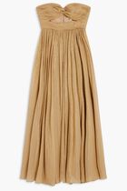 Metallic Striped Lame Chiffon Strapless Gown