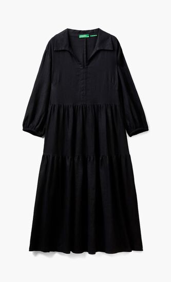 Pure Linen Ruffled Dress