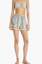 PRINTED LINEN CAMP SHORT