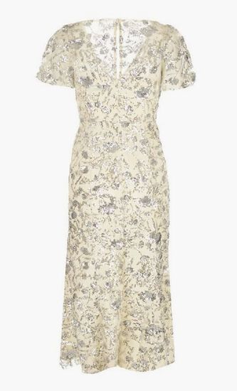 CHAMPAGNE SEQUINNED MIDI DRESS