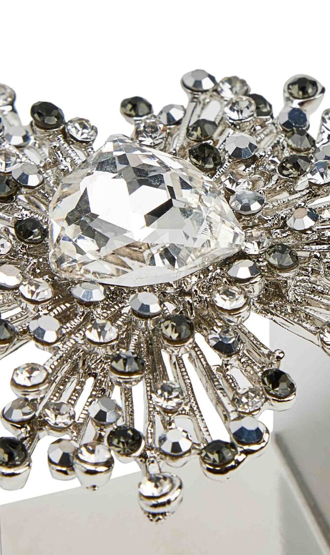 طقم حلقات المائدة جيم بيرست باللونين الكريستالي والفضي - 4 قطع