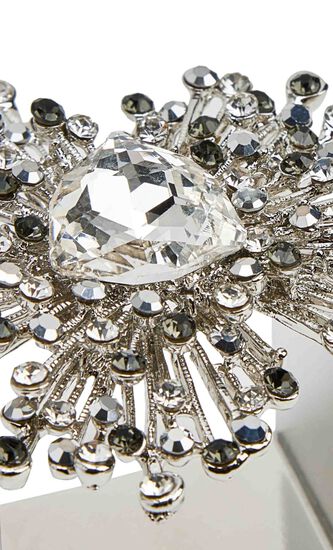 Gem Burst Napkin Ring in Crystal & Silver, Set of 4