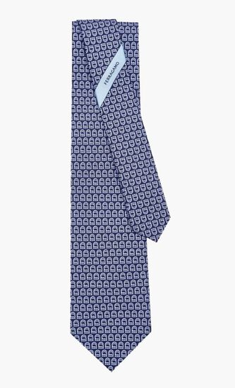 Gancini Printed Silk Tie