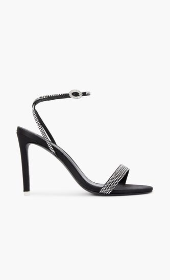 ROUND TOE HIGH HEEL SANDAL WITH CRYSTAL EMBELLISHED UPPER