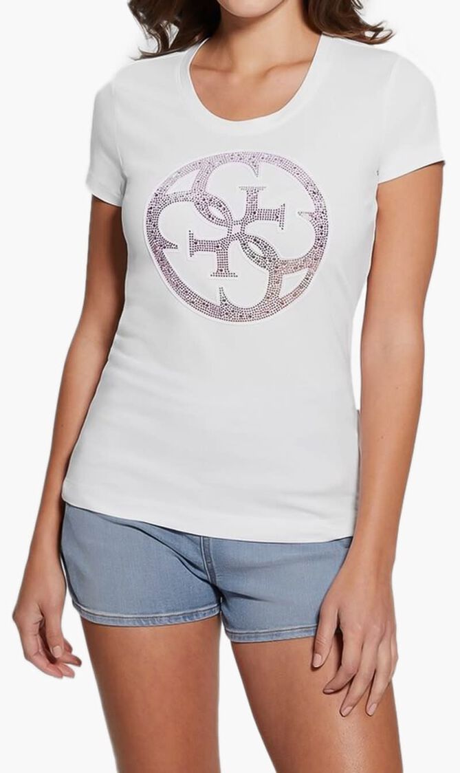 Rhinestones Front Logo T Shirt