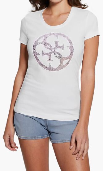 Rhinestones Front Logo T Shirt