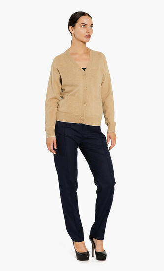 V-Neck Buttoned Wool Cardigan