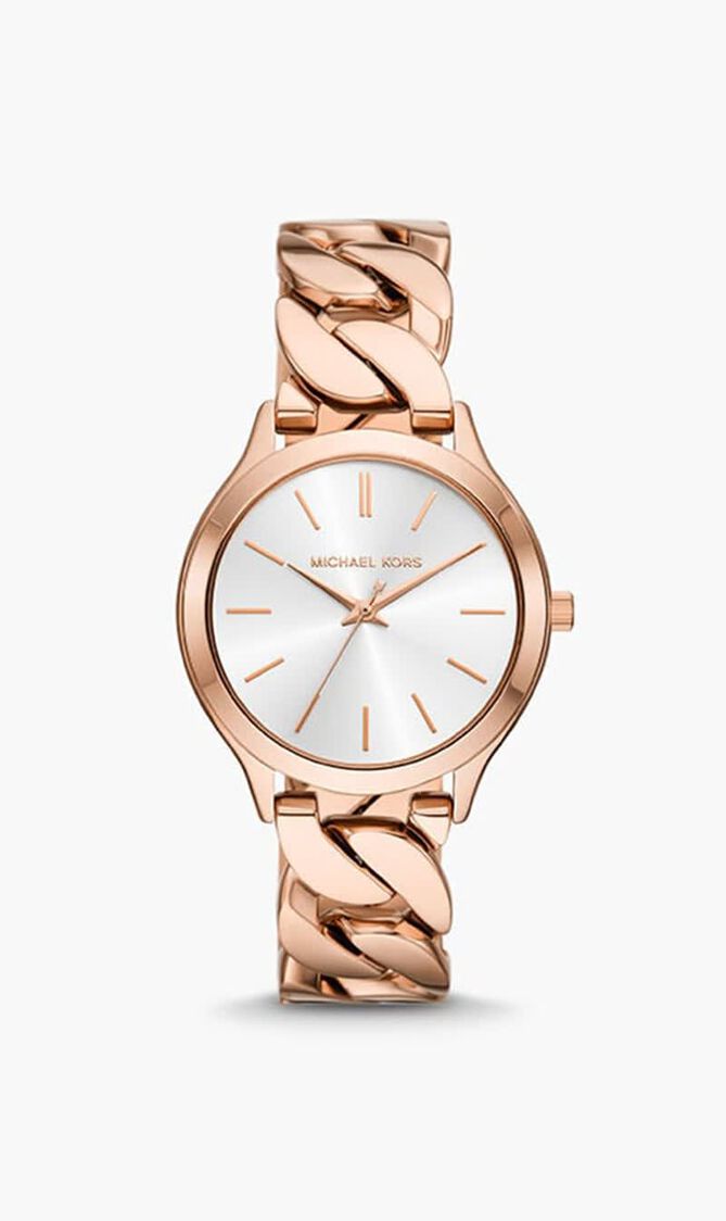 Slim Runway Rose Gold-Tone Curb-Link Watch