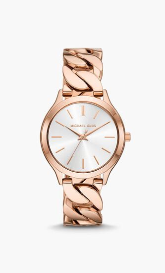 Slim Runway Rose Gold-Tone Curb-Link Watch